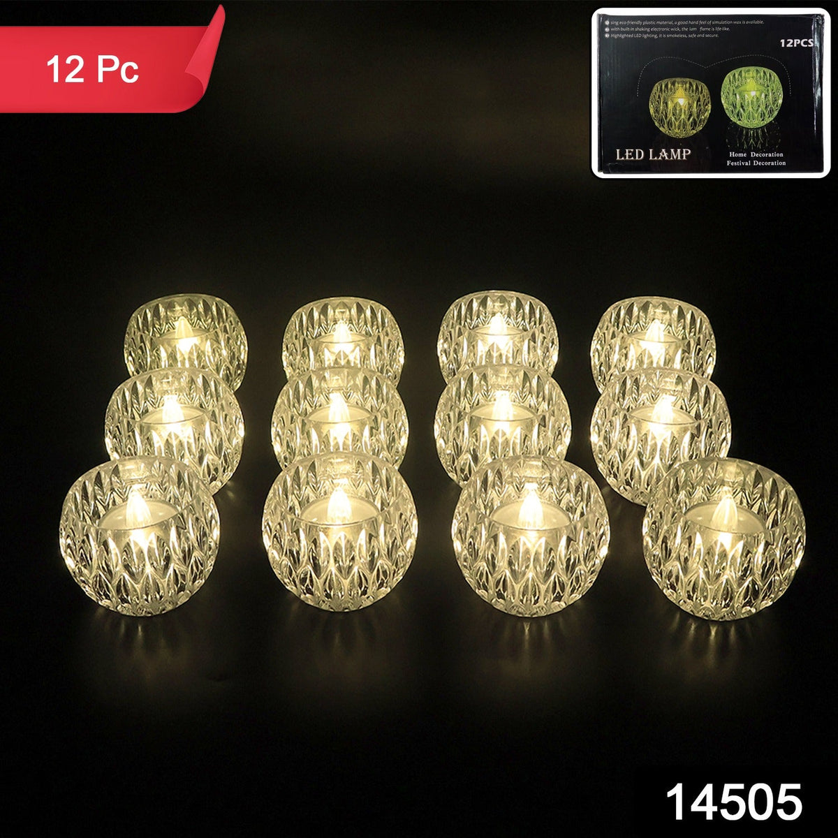 12-Piece Crystal Style LED Lamps