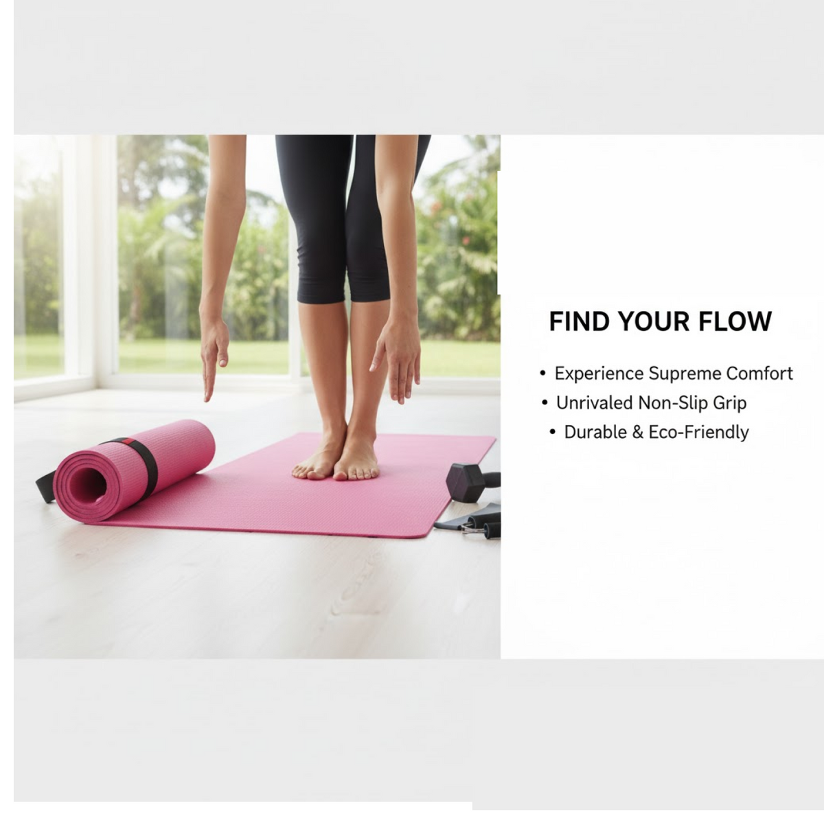 Yoga Mat Eco-Friendly for Fitness & Gym – Non-Slip Exercise Mat (180x60cm)
