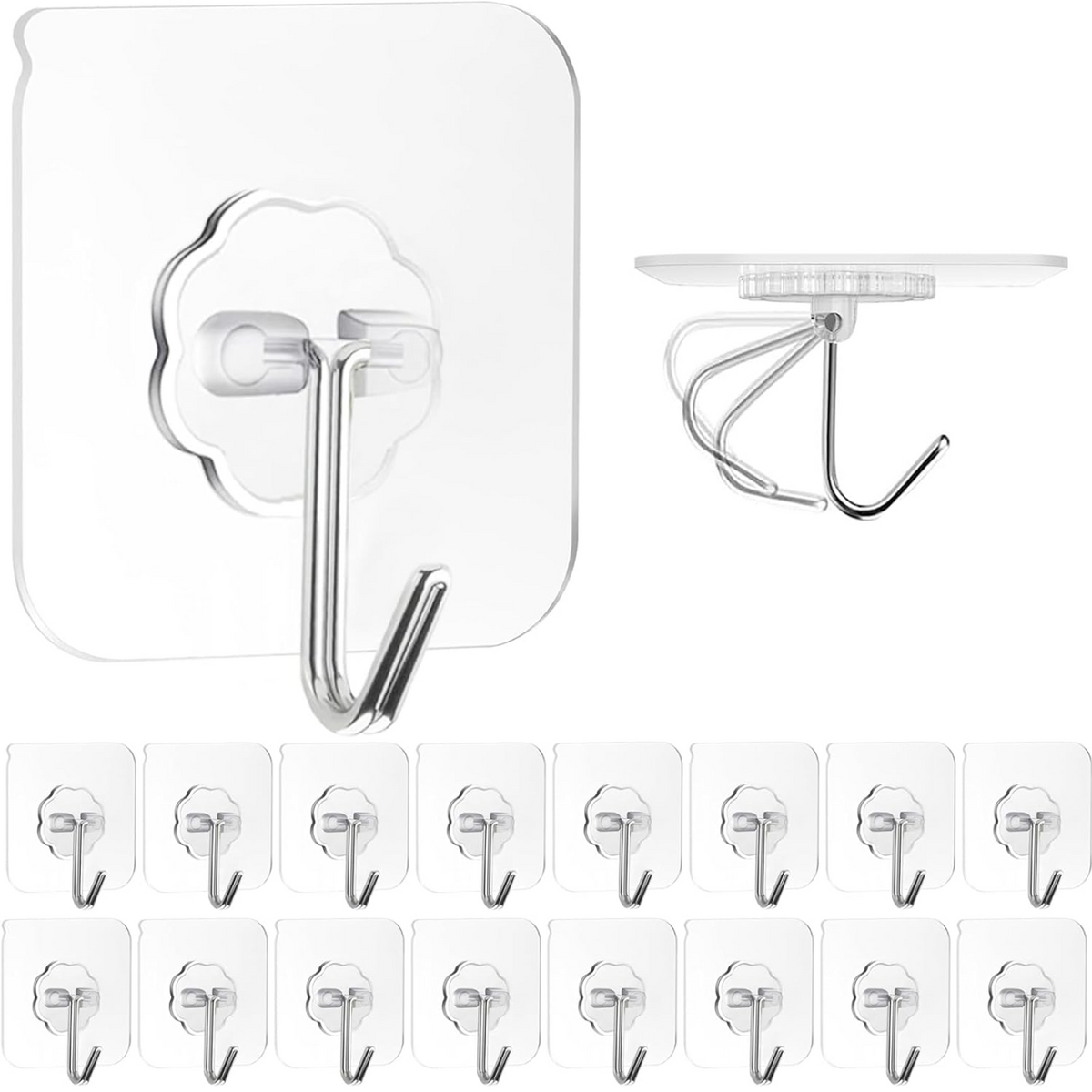  Heavy Duty Flower Adhesive Wall Hooks 10 Pc Set - main product shot