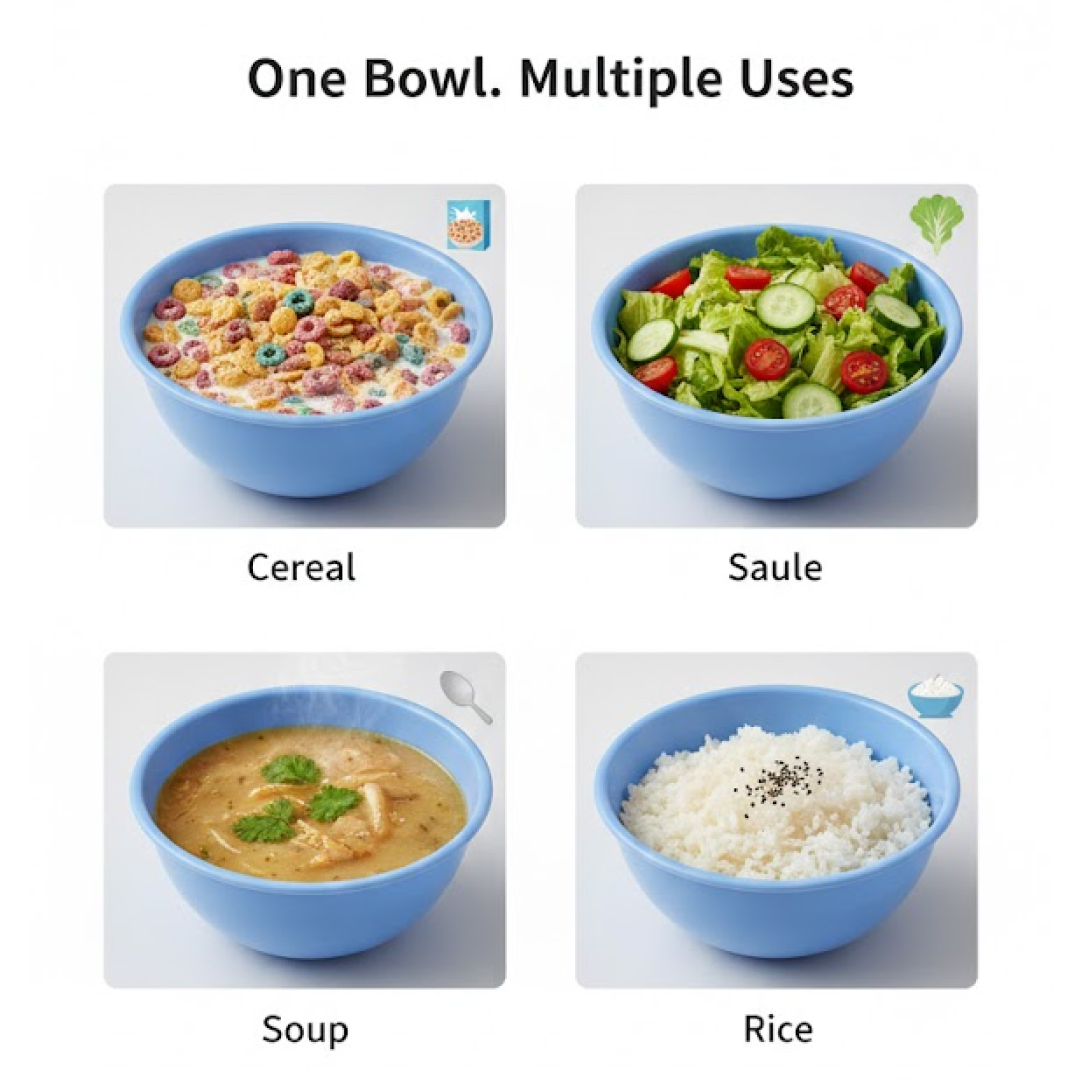 BPA Free Plastic Bowl Set for Cereal Salad Rice Soup Pasta Snack  3 Pc