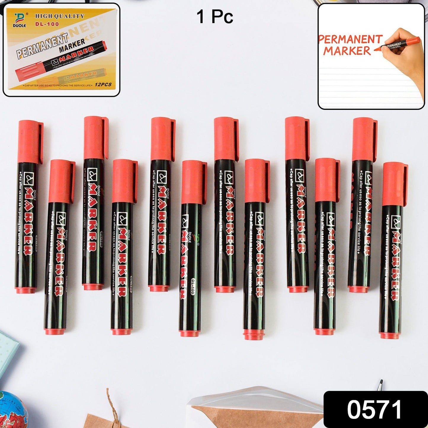 Marker Red Ink, Bold Tip, Quick-Dry Alcohol-BQased Marker (1 Pc)