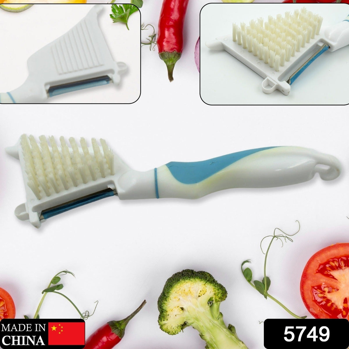 Multipurpose Peeler Brush – Stainless Steel Peeler with Cleaning Brush (1 Pc)