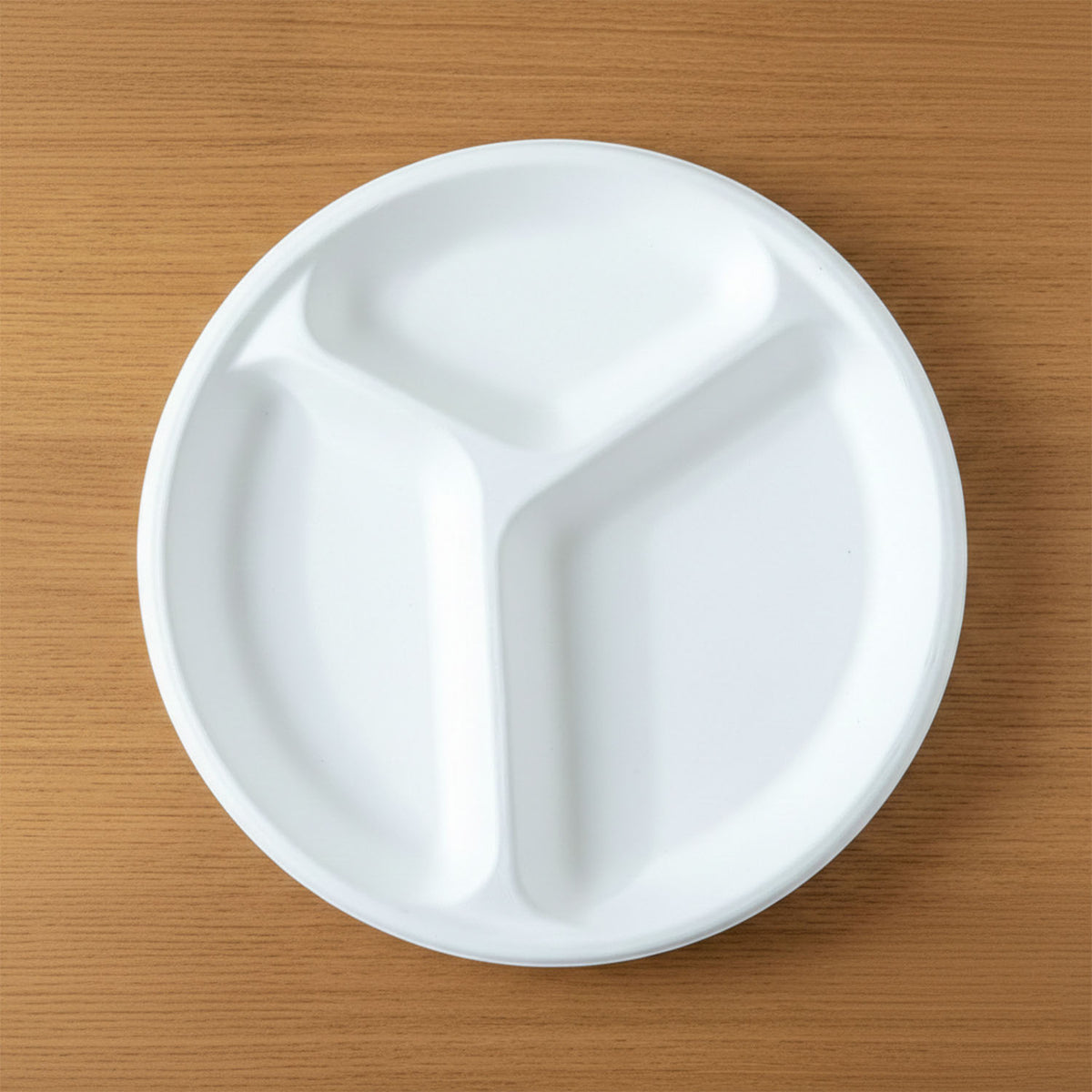 Vegnar 10 Inch 3-Compartment Round Compostable Bagasse Plate (10 Pc)