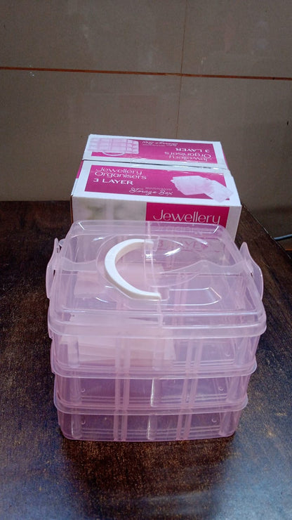 Versatile 18-Grid 3-Layer Transparent Plastic Organizer Box