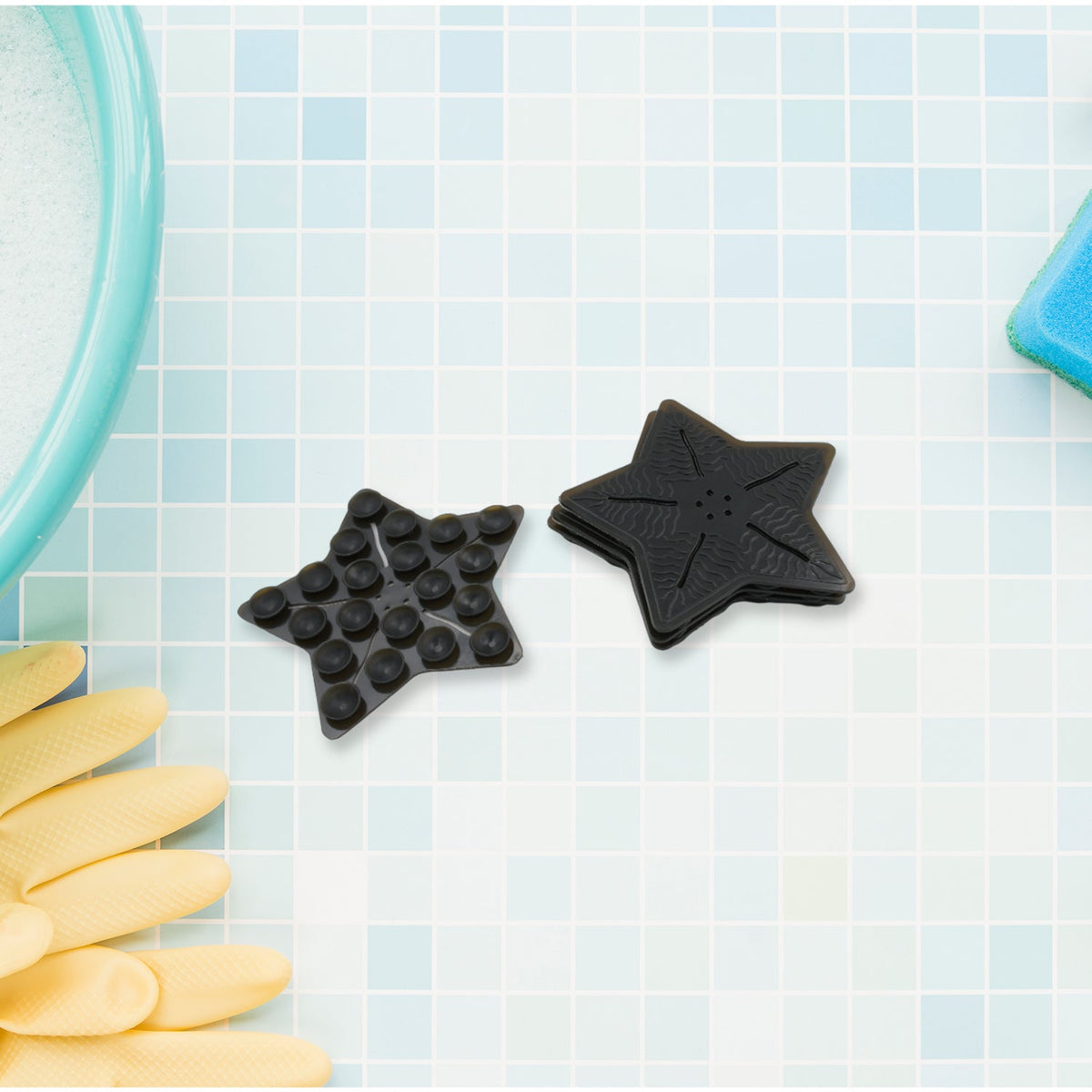 Mini PVC Anti Slip Bat Mat Star Shaped for Kids 4 Pc Set