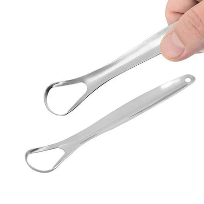 Stainless Steel Tongue Scraper Bad Breath & Oral Hygiene, Metal Case Included (1 Pc)