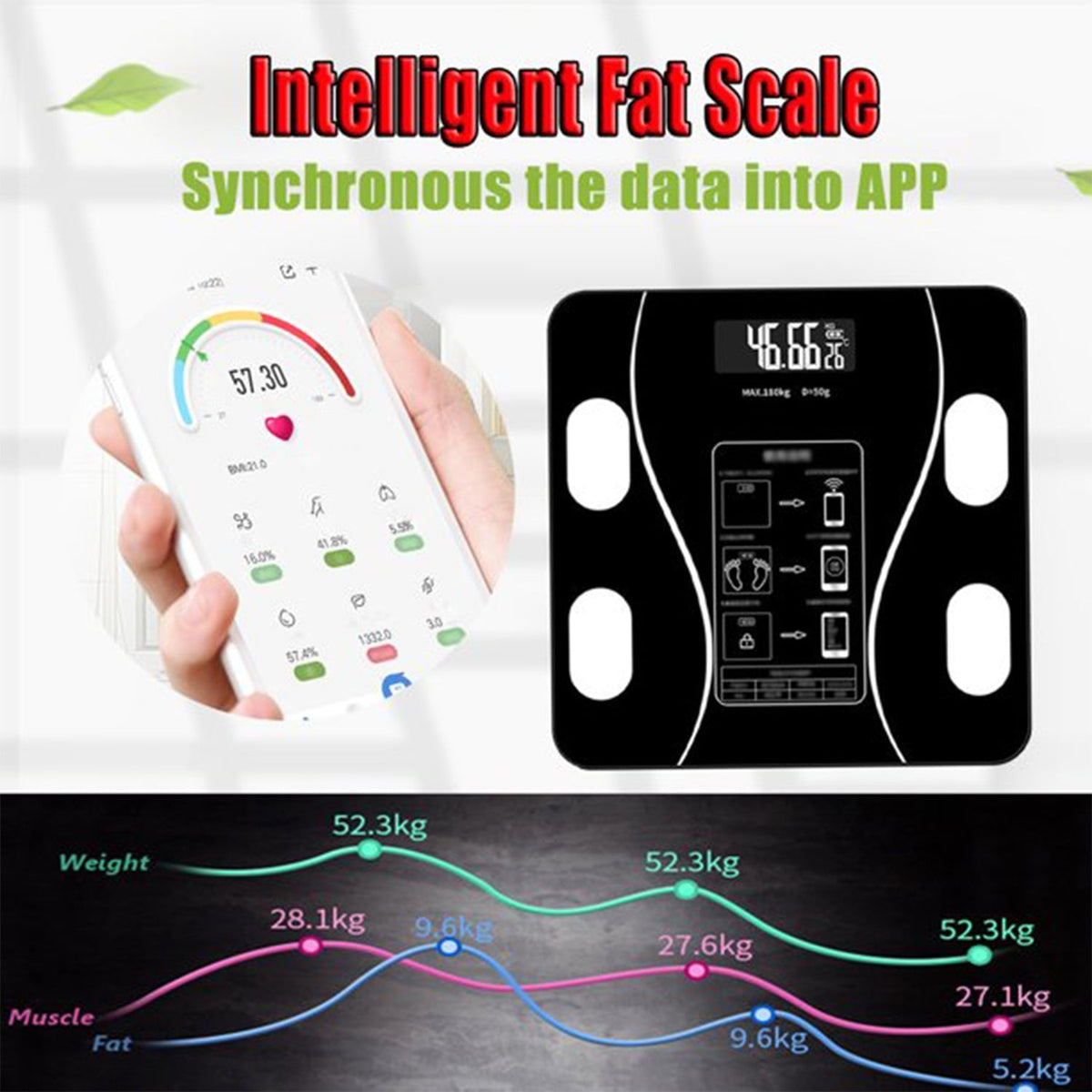 Smart body fat and weight scale