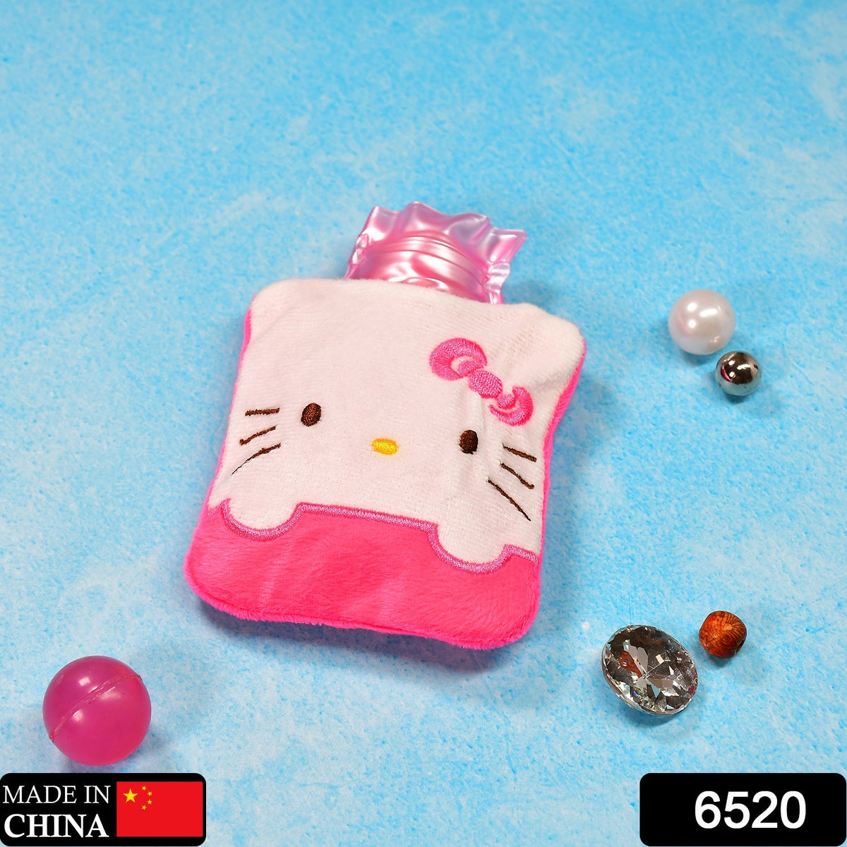 Pink Small Hot Water Bag with Cover for Pain Relief