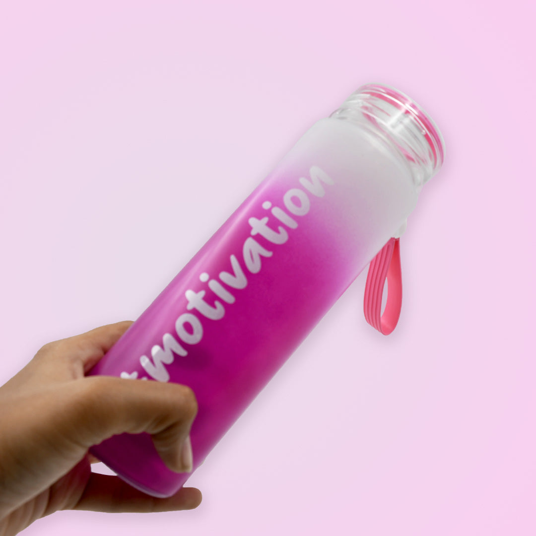 Motivational Glass Water Bottle Colorful portable Water Glass Bottle (350 ML)