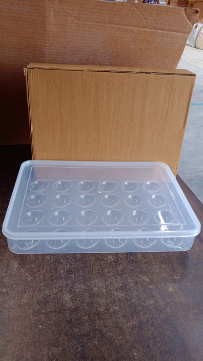 Plastic Egg 24 Grid Storage Container Holder Refrigerator Egg Tray Holds 24 (1 Pc)