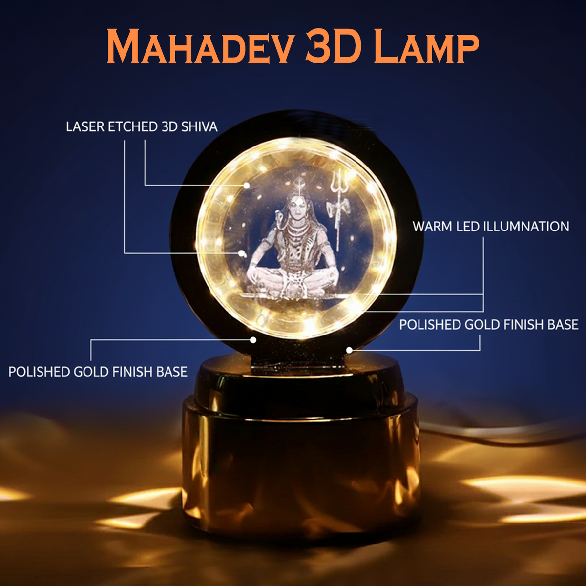 Mahadev 3D Crystal Ball Night Light (1 Pc)