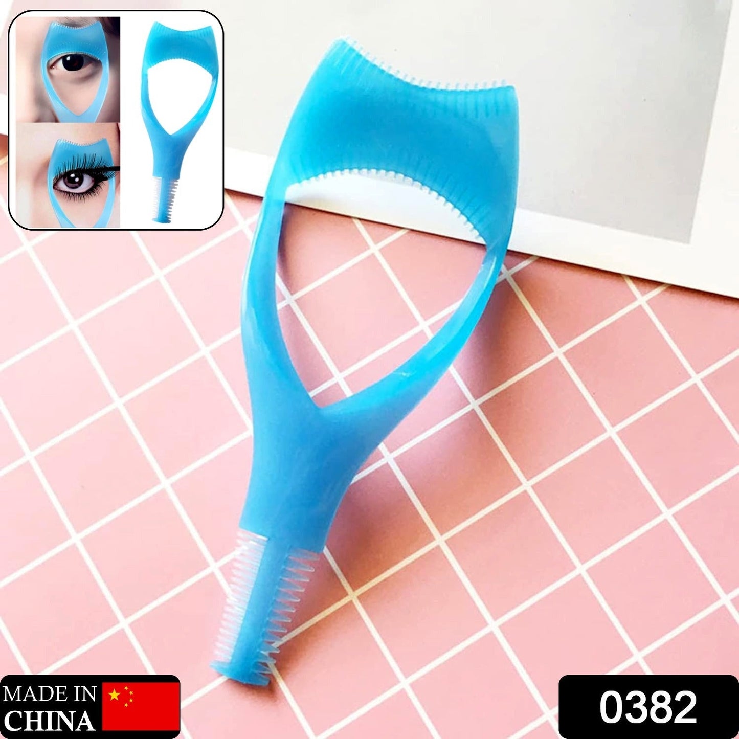 3-in-1 Plastic Eyelash Tool: Mascara Guide, Brush & Curler (1 Pc)
