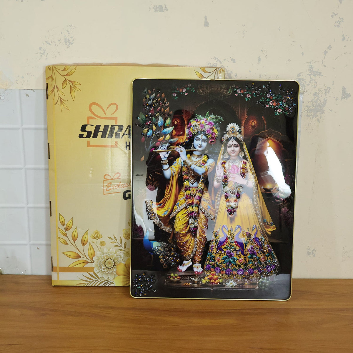 Premium Radha Krishna Decorative Wall Frame (1 Pc, 60x45 Cm)
