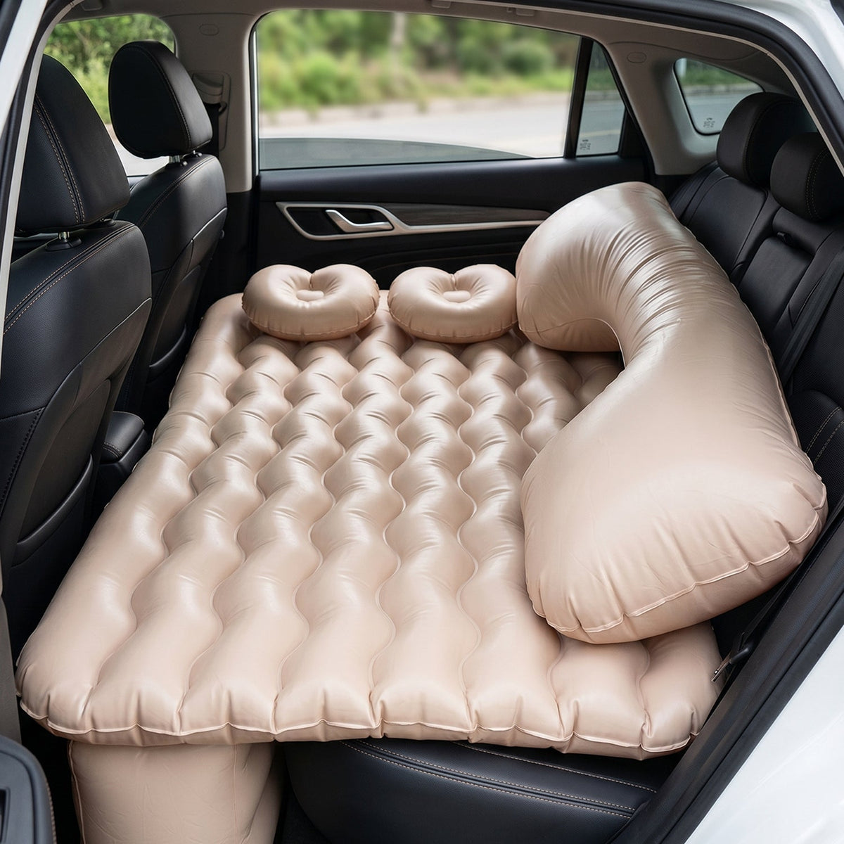 Car Air Mattress Bed Set with Inflatable Pillows and Air Pump for Comfortable Travel Sleeping (1 Set)