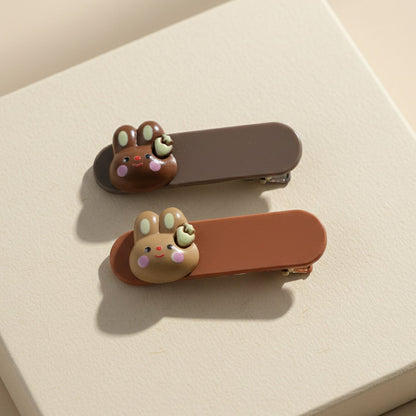 Cute Bunny Face Decorative Hair Clips Set (4 Pc)