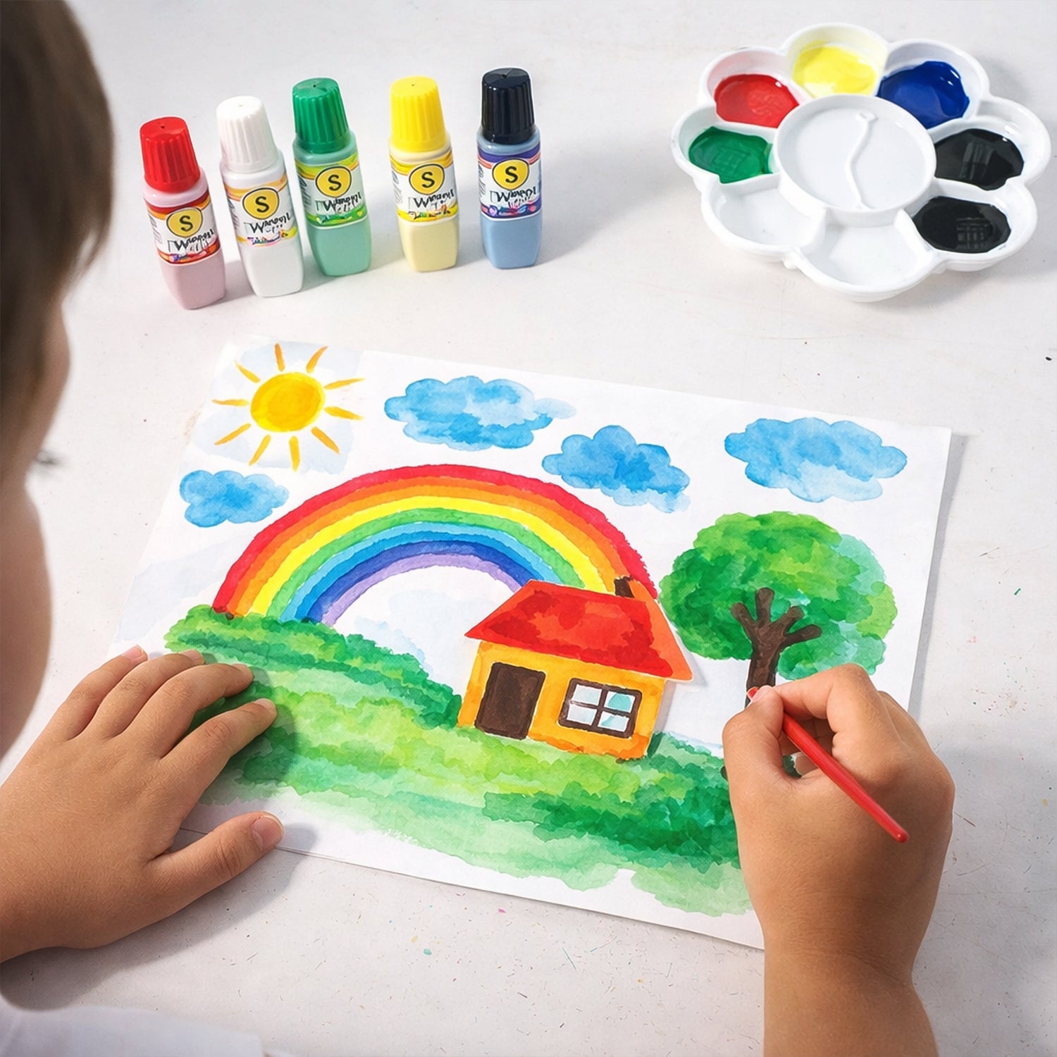 Watercolour paint set with brush