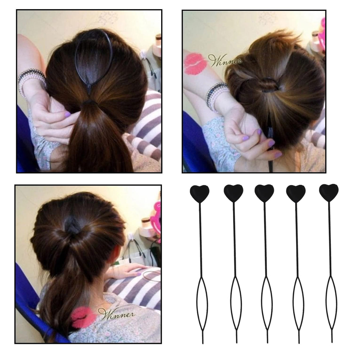 Heart-Shaped Hairpin Set (2 Pcs)