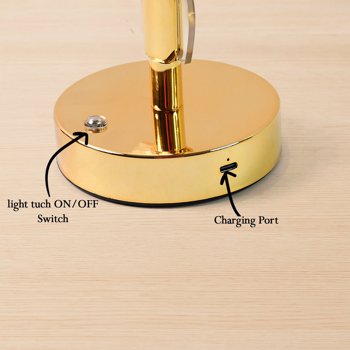 Luxury Golden Leaf Design Crystal Table Lamp (1 Pc)