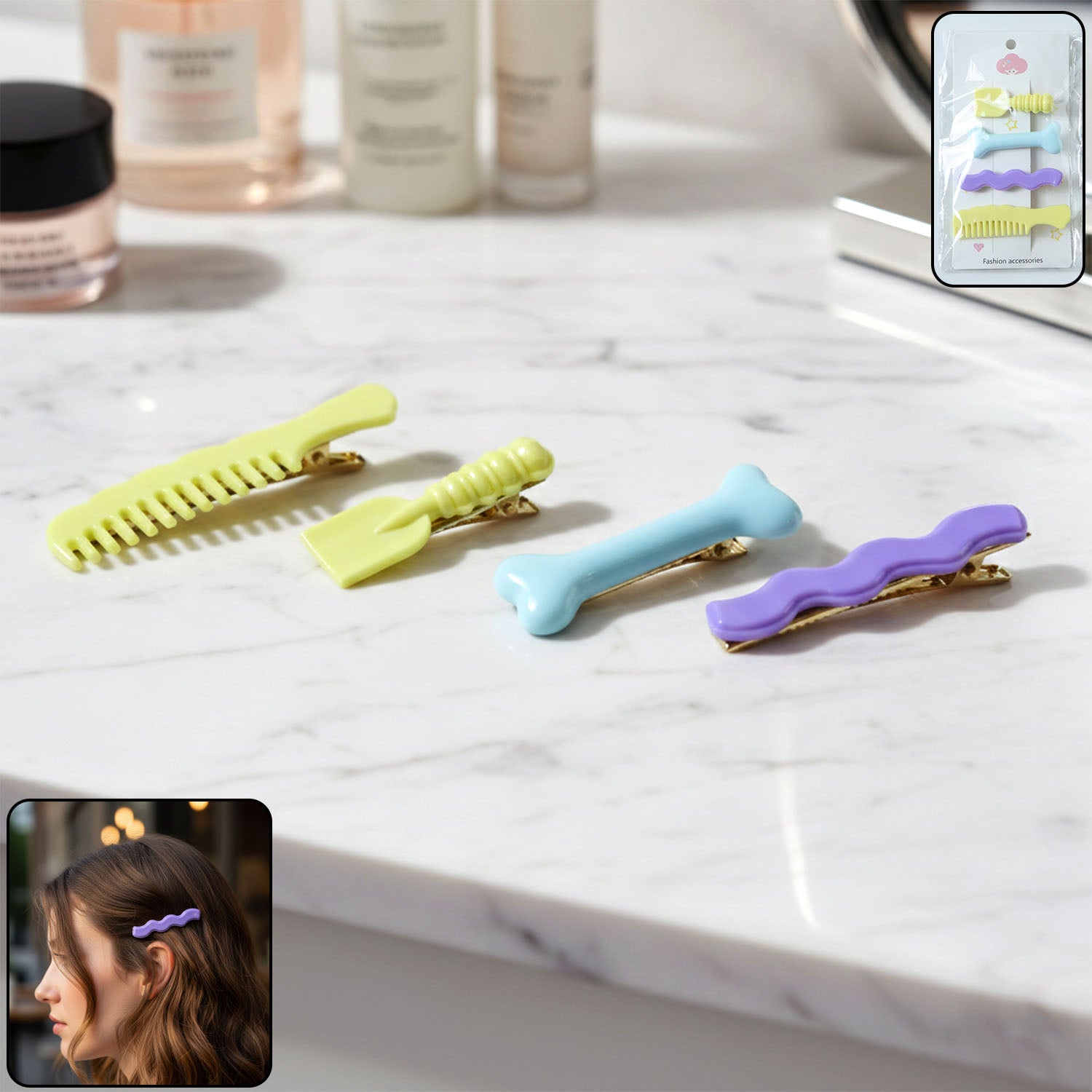 Decorative alligator hair clips set for girls
