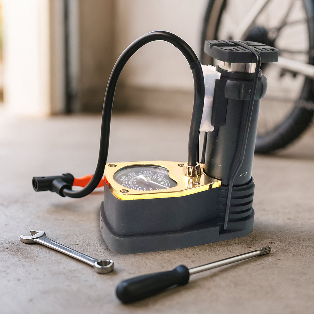 Portable High Pressure Foot Air Pump with Needle (1 Pc)