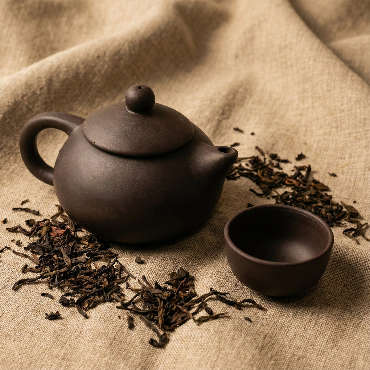 Premium Black Clay / Ceramic Tea Set with Teapot & 4 Cups