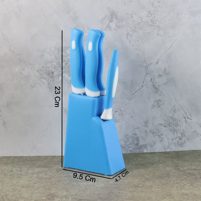 Stainless Steel Knife & Peeler Set with Stand - 6 Pcs