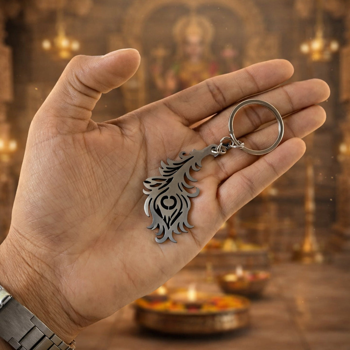  hindu spiritual feather keychain