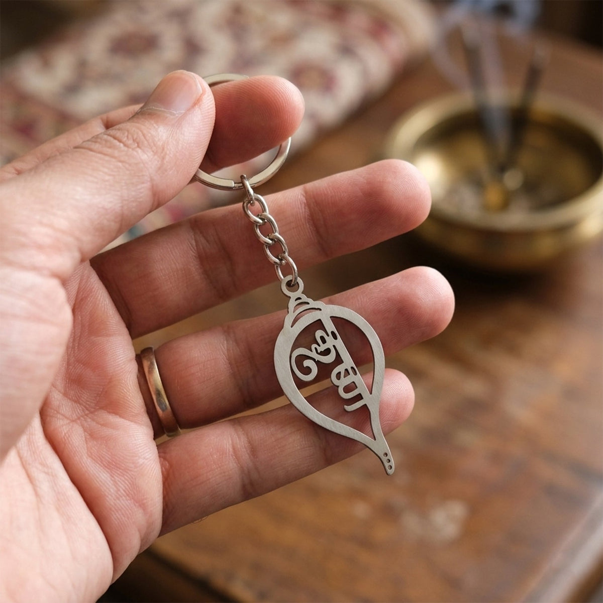 spiritual krishna shankh keychain
