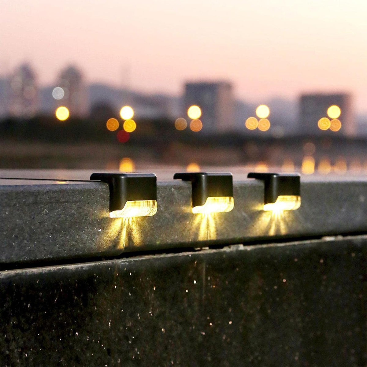 4-Piece Solar Waterproof Garden, Stair & Railing Lights