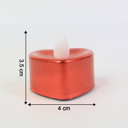 Heart Shaped LED Tea Light Candles (Mix Color / 12 Pc)