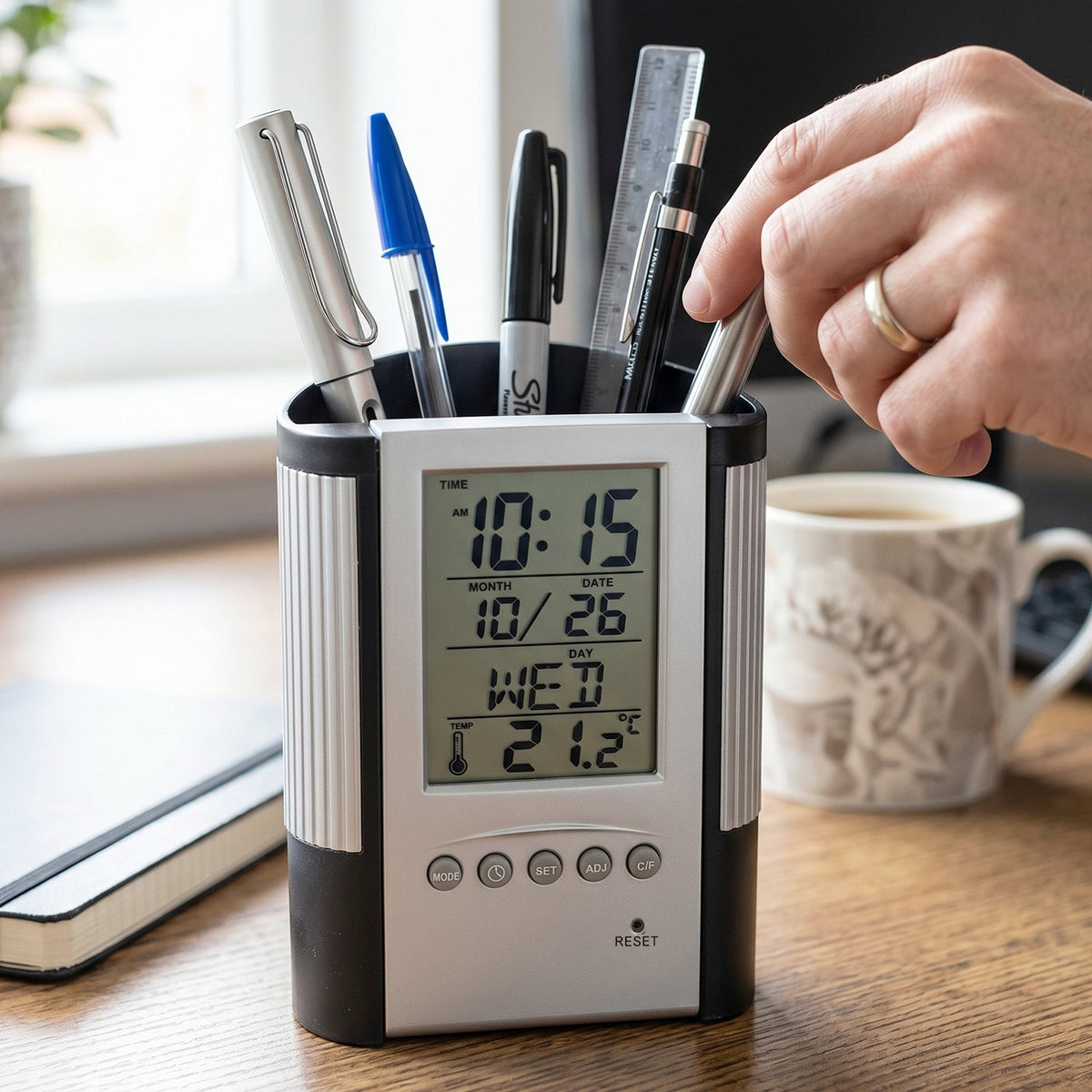 Office Pen Stand Clock