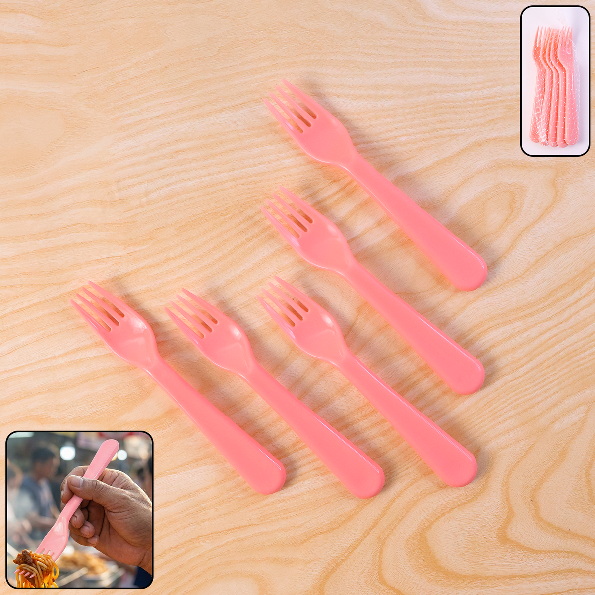 Plastic Fork Spoon,  Baby Fork Spoon Dessert Spoon (5pc set)