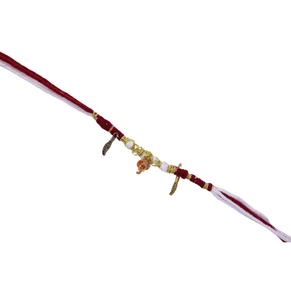 Ganesh Ji Charm Rakhi with Feather Dangles