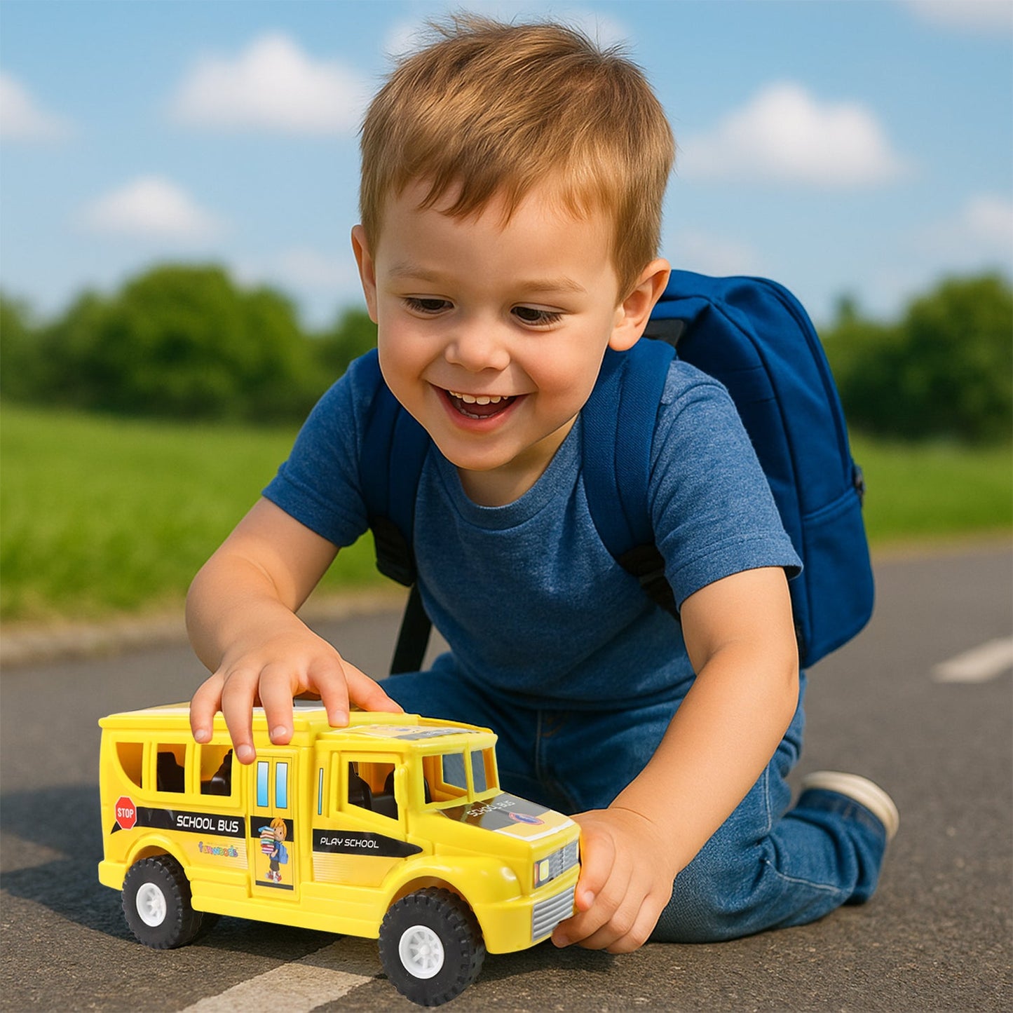 Friction school bus toy