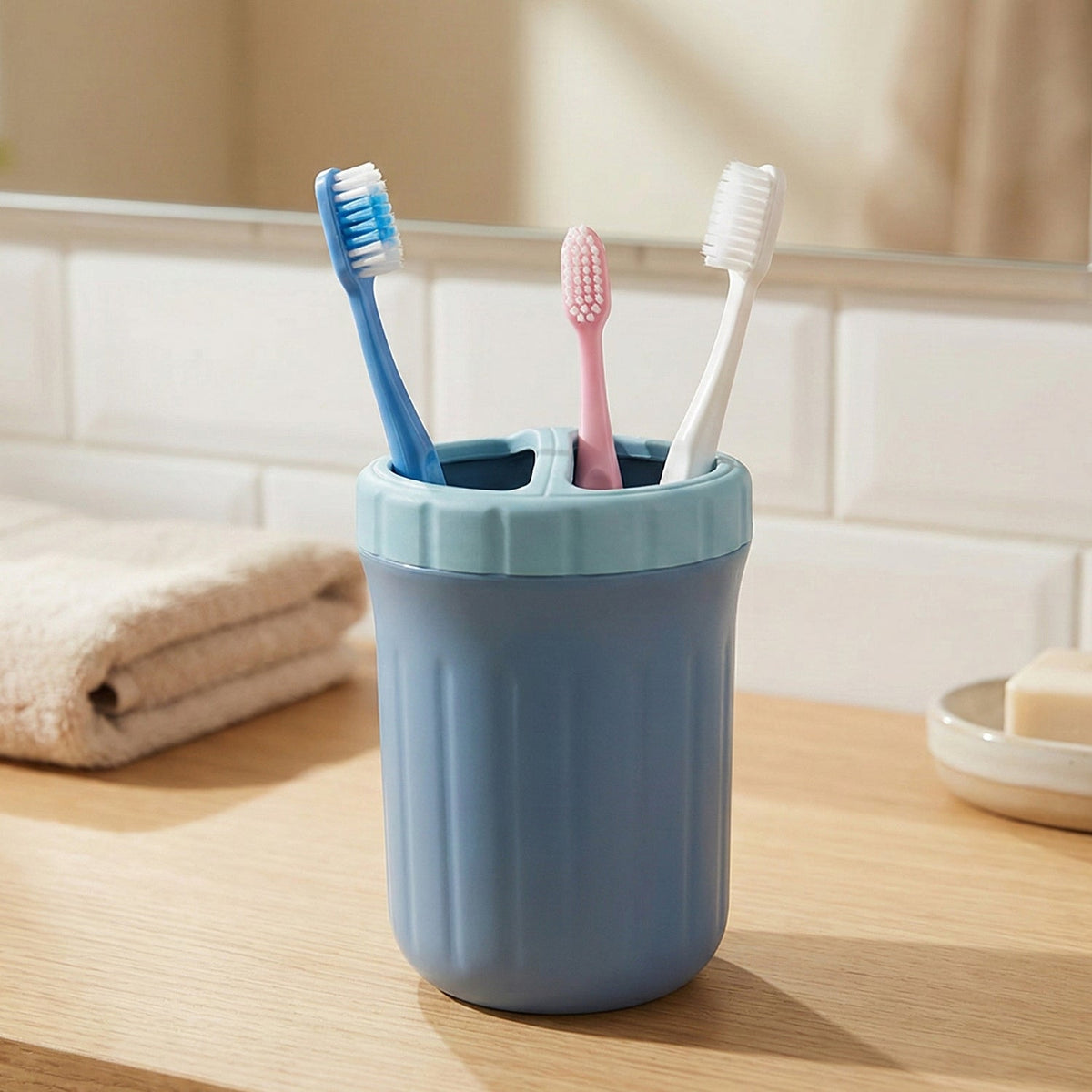 Soap pump with holder
