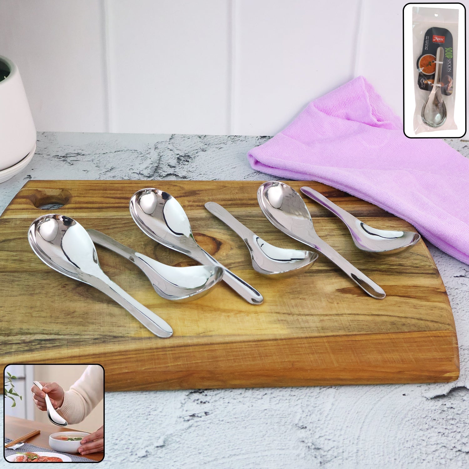 Apex Premium Stainless Steel Soup Spoon Set