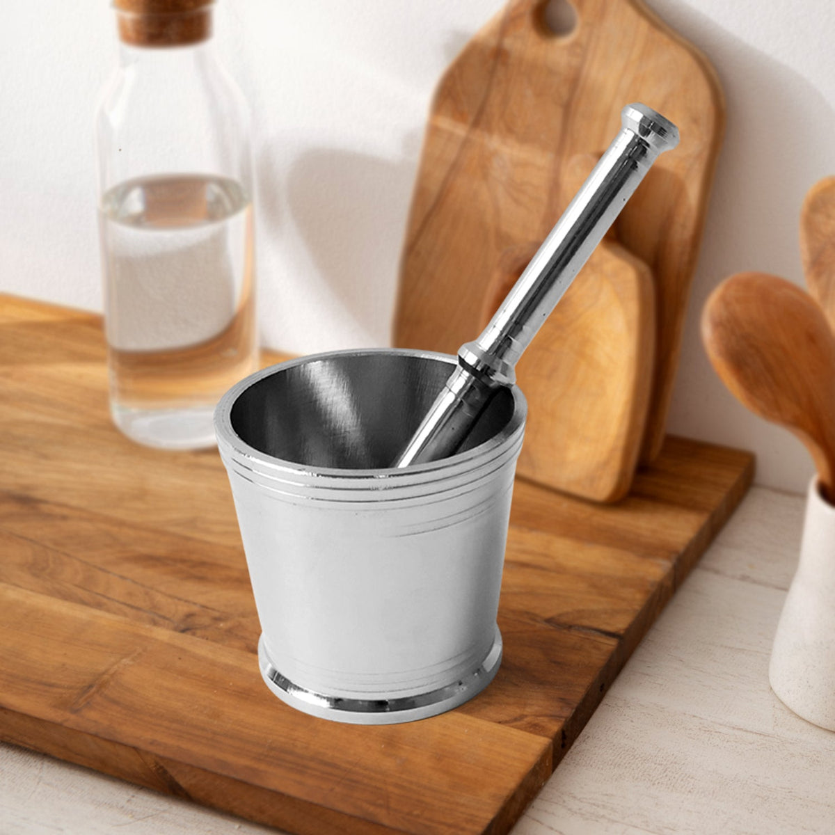 Heavy Duty Stainless Steel Mortar Pestle Set for Kitchen, Khalbatta Set (2 Pc Set)