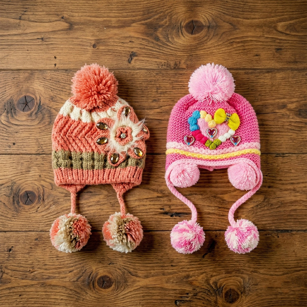 cute winter hat for kids with pom pom
