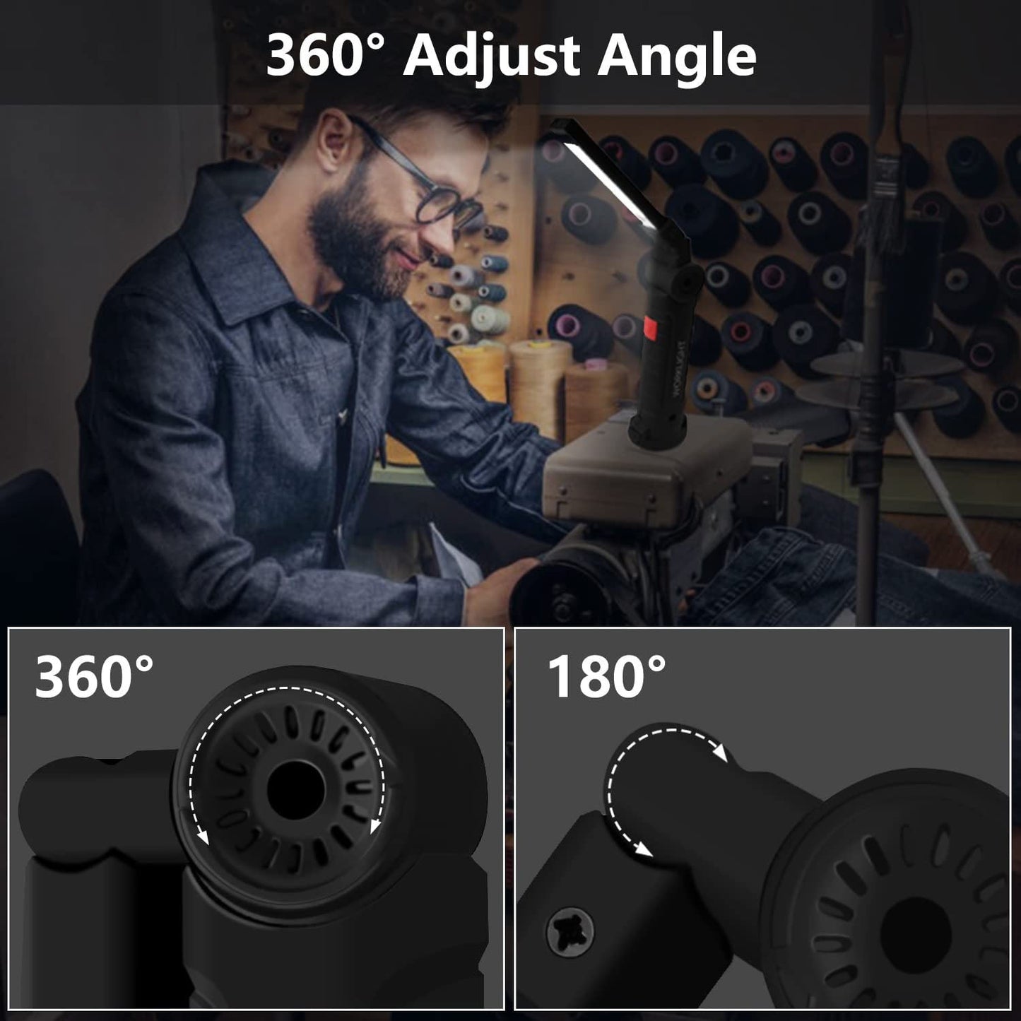 Rechargeable Adjustable Big LED Work Light (1 Pc)