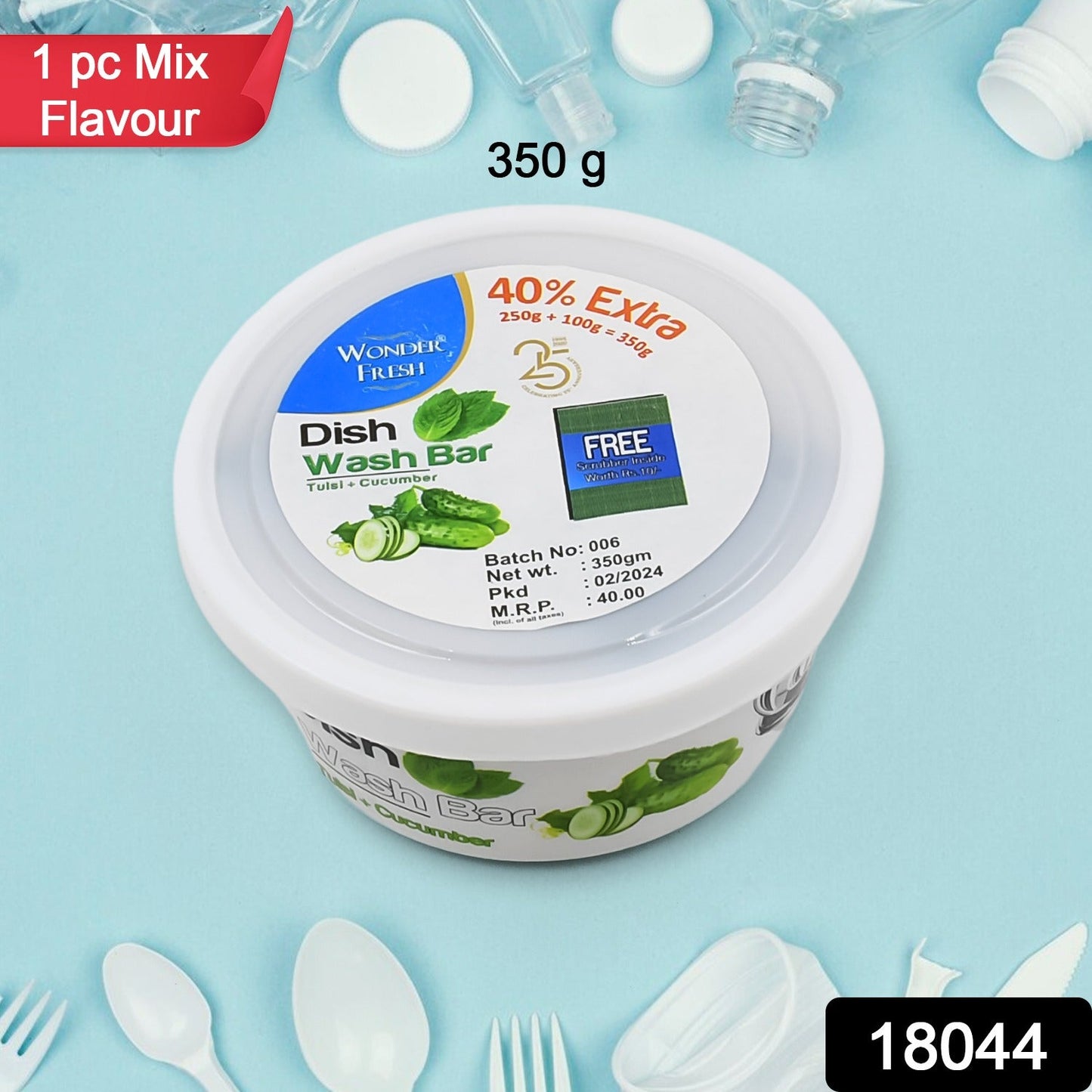 Fresh Mix Flavor Dishwash Bar with Super Scrubber Dishwashing Solution 350 gm