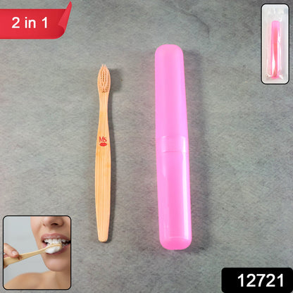 2-in-1 Soft Toothbrush & Tongue Cleaner for All Ages (1 Pc, With Cover)