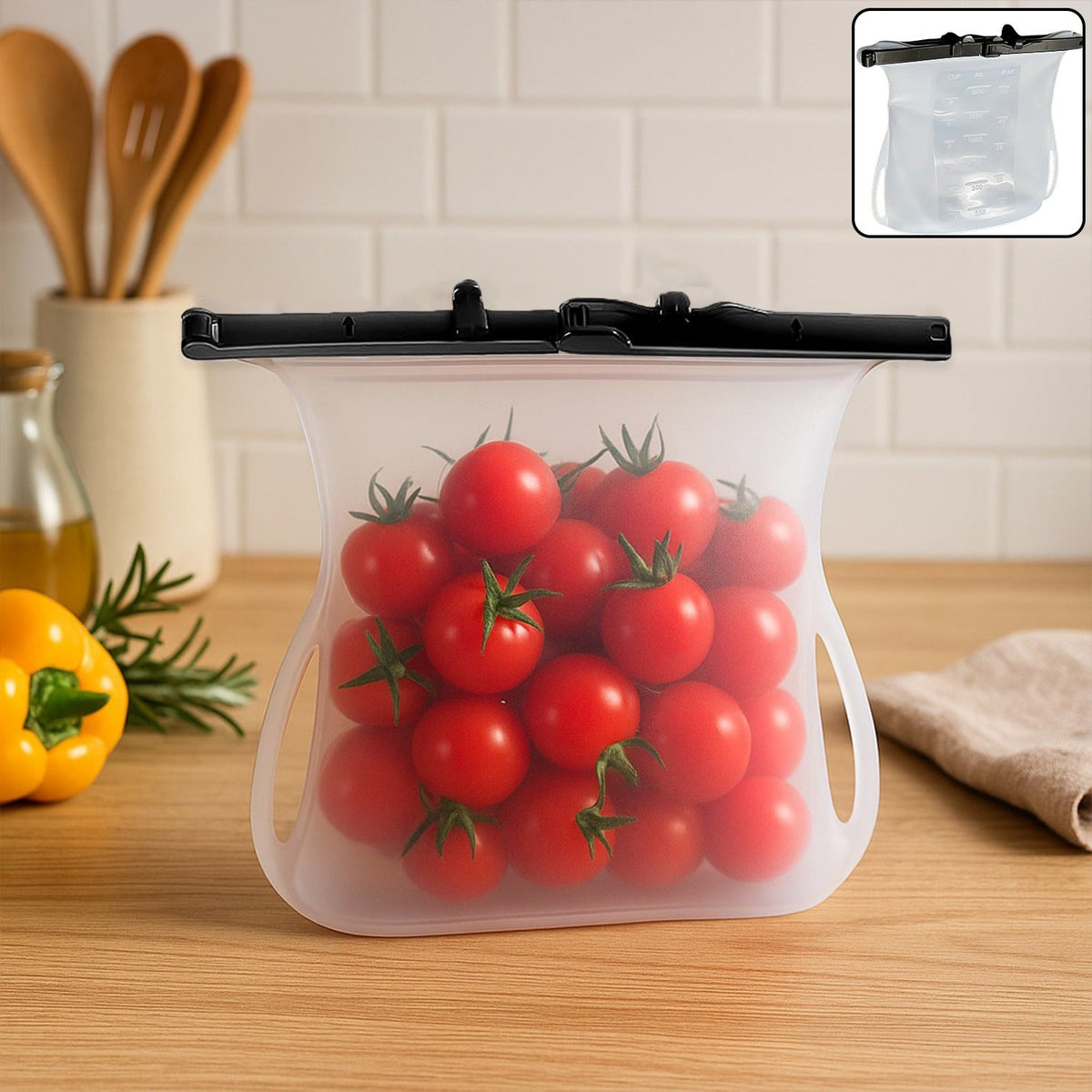 Reusable Silicone Food Storage Bag Leakproof Flat Bottom Freezer 1 Pc