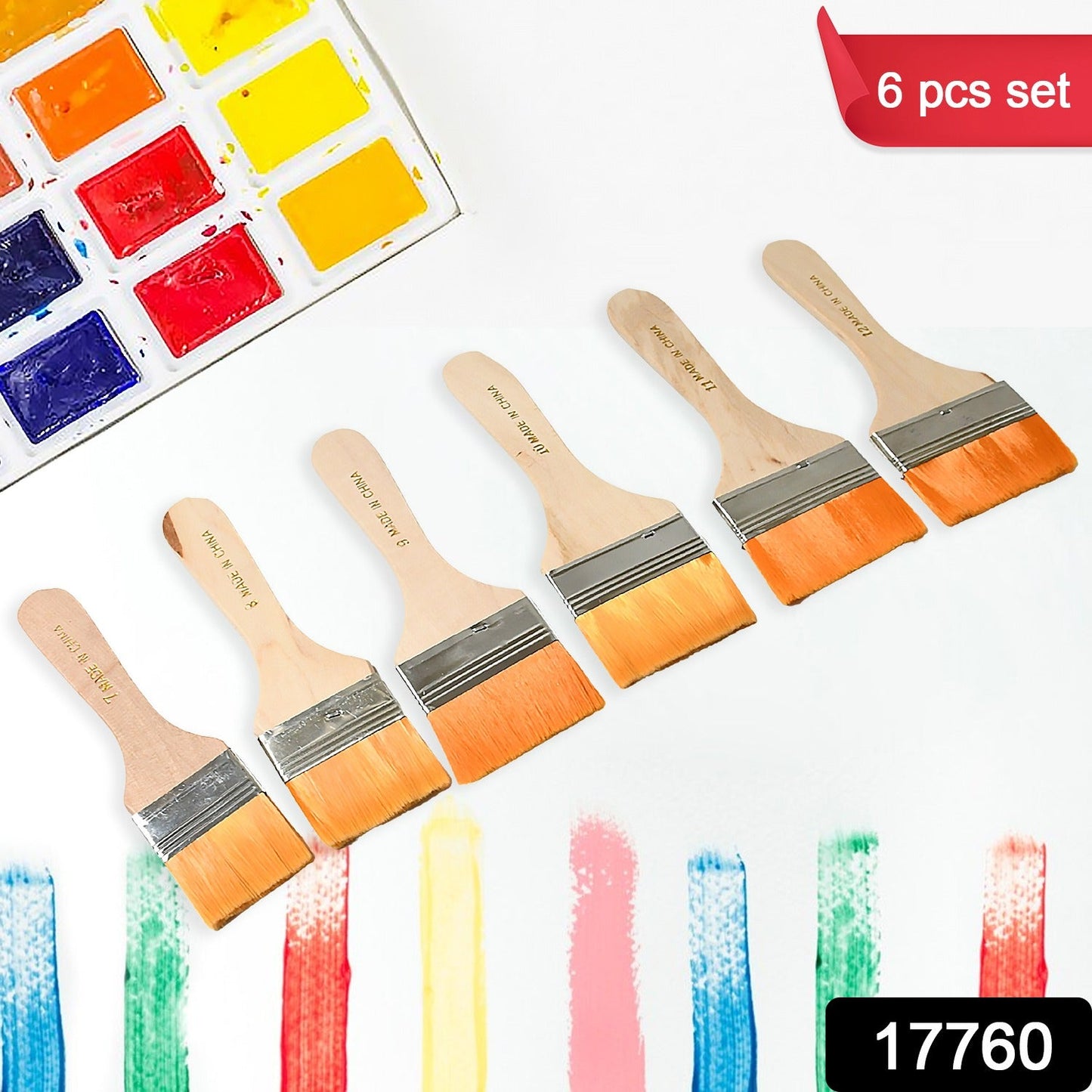 Nylon Pine Painting Brush Set – Dusting & Wall Paint Brushes (6 Pc Set)