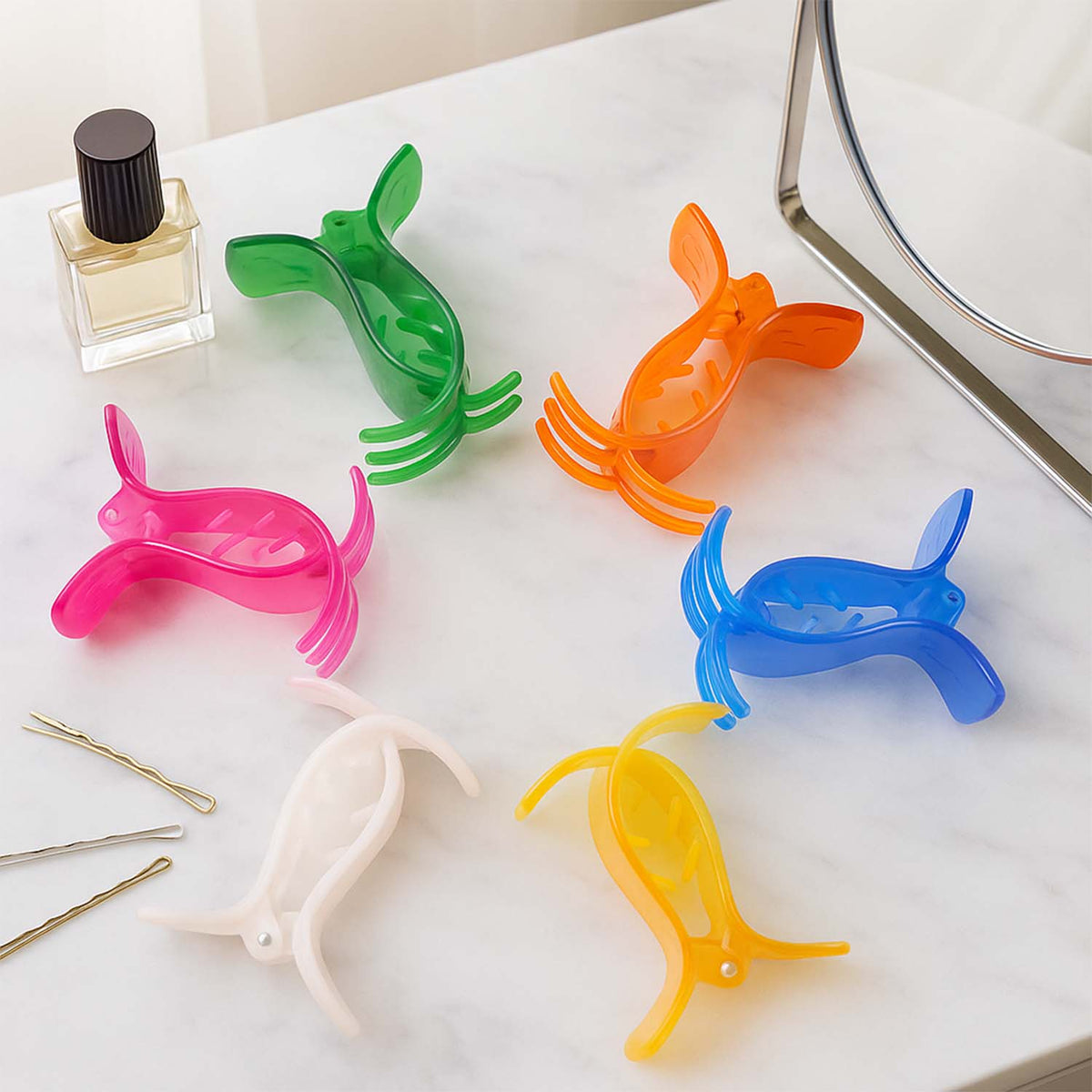 Mini Hair Claw Clips for Girls – 6 Pc Colorful Small Hair Clamps