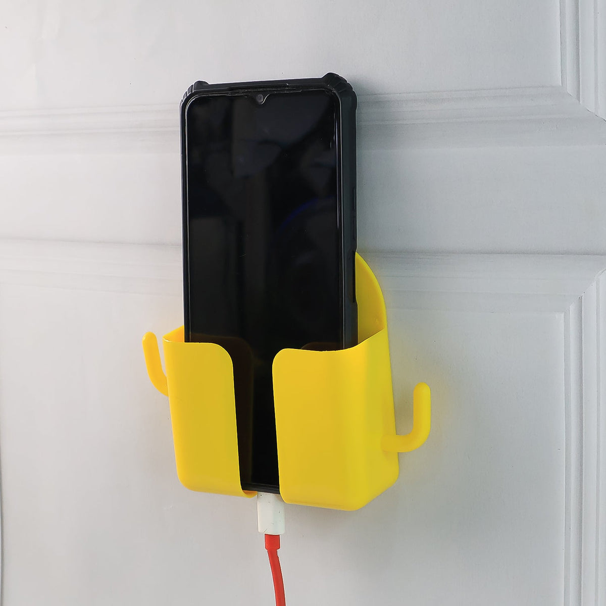 1 Pc Wallmount Mobile Stand With Hook for and stuffs purposes. (Mix Color / 1 Pc)