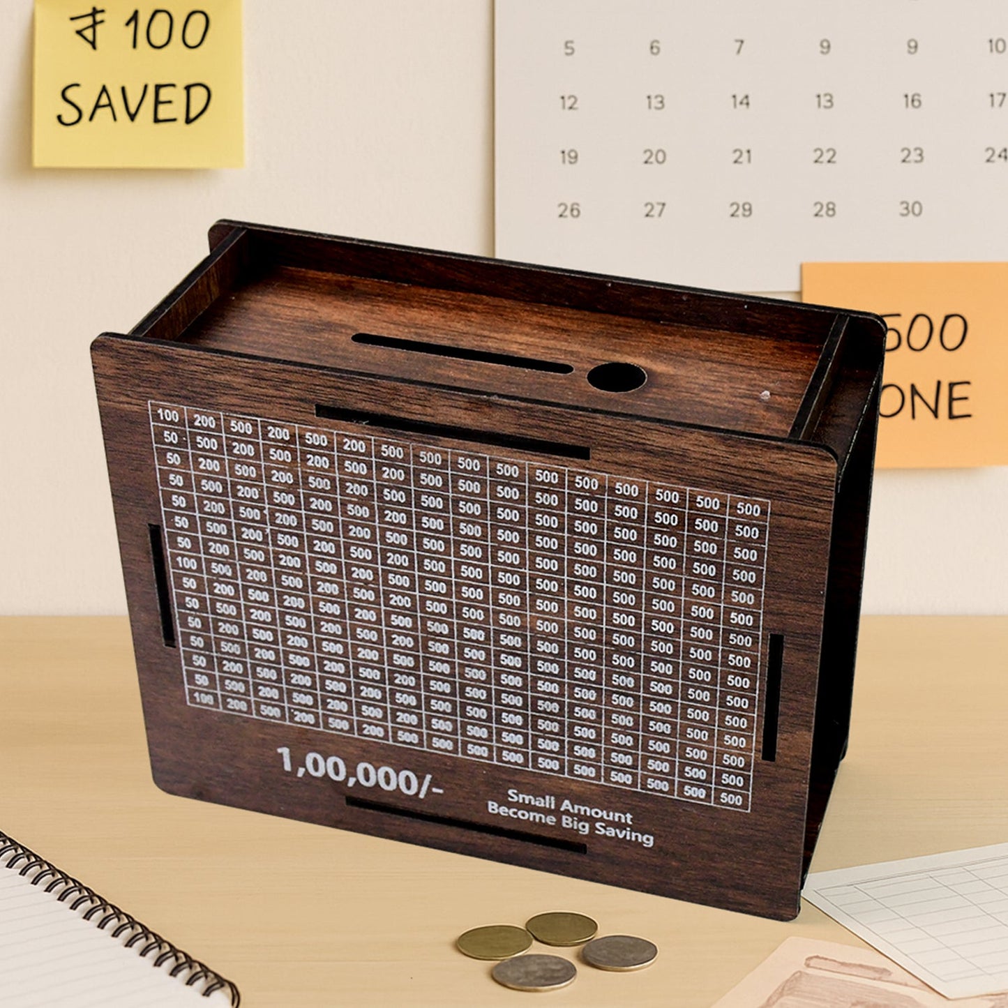 Wooden Money / Piggy Bank, Money Box (1 Pc / Pen Not Included)