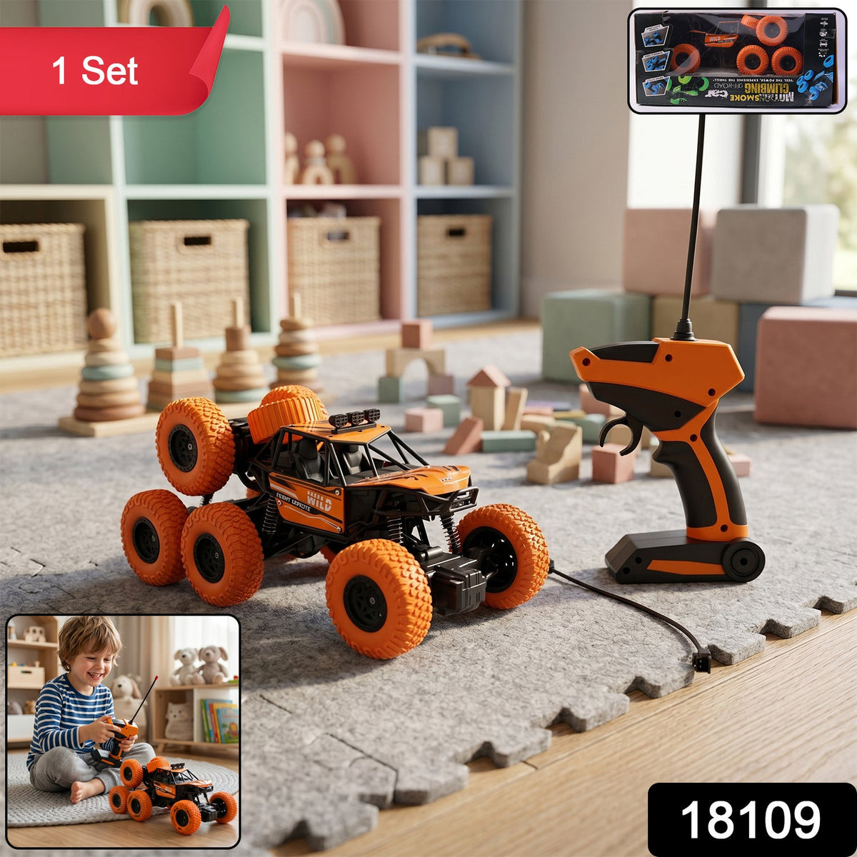Rock Climber Car, 8 Wheels Climbing Car (1 Set / Remote Battery Not Included)