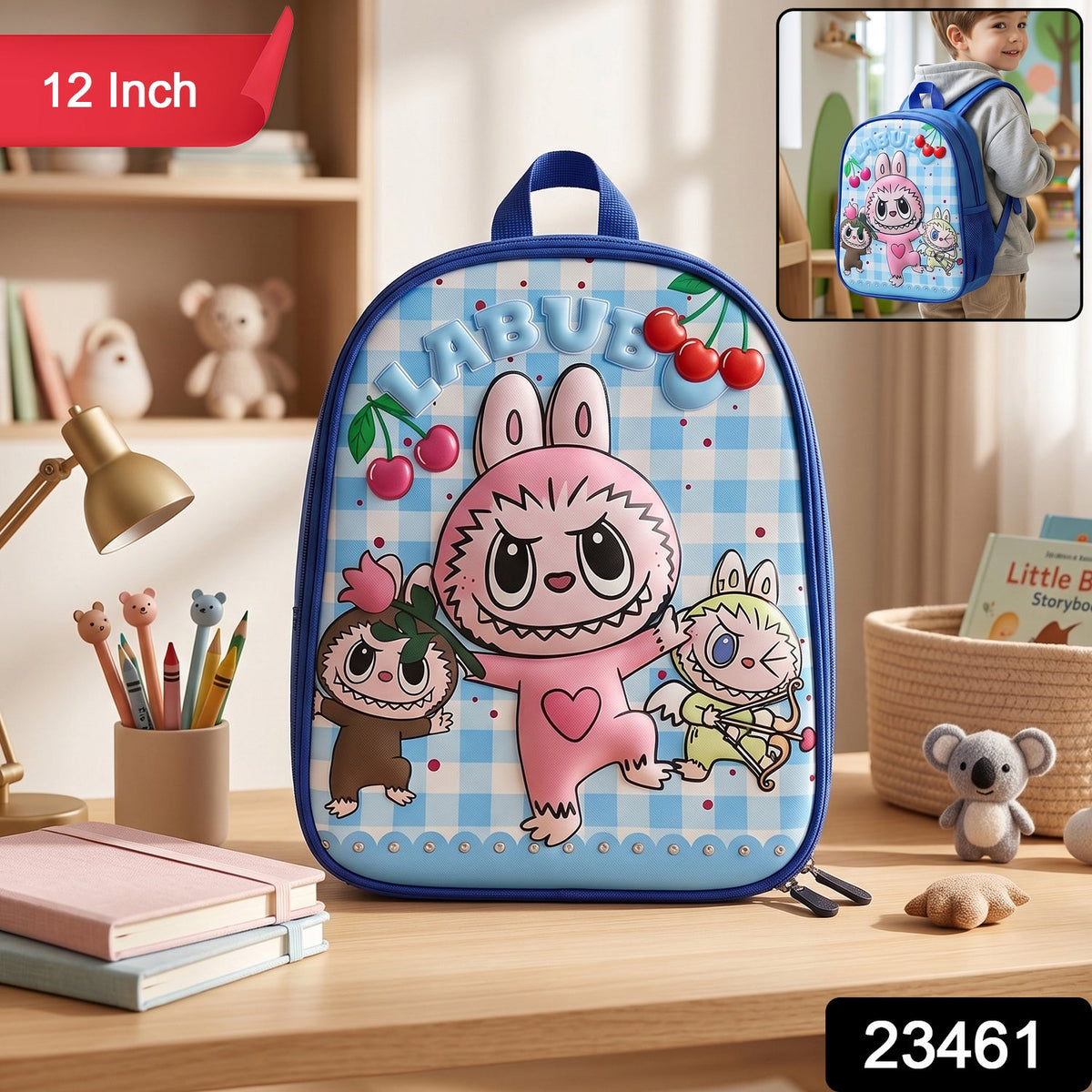 Labubu Bunny Monster 3D Print Kids Backpack
