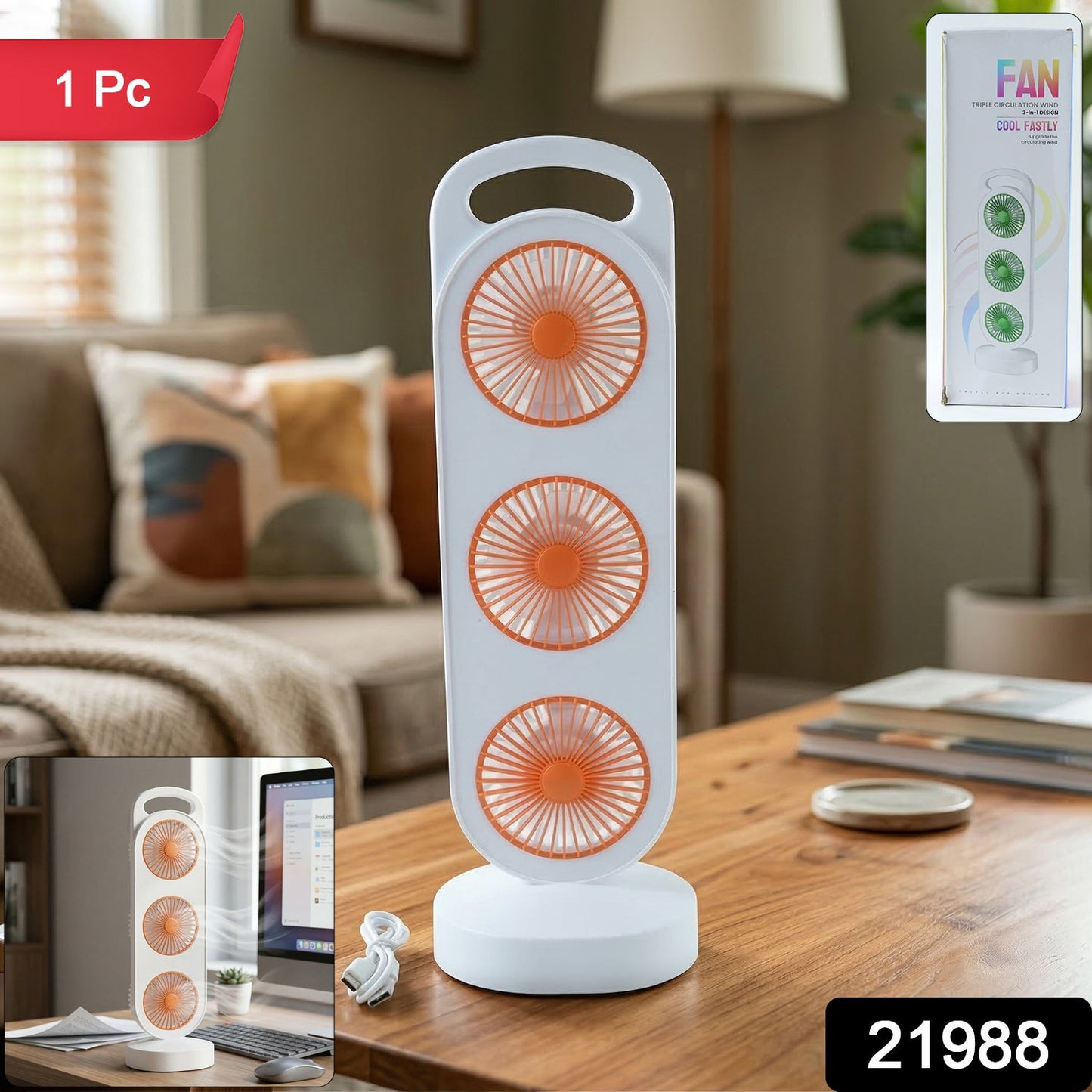 triple head fan