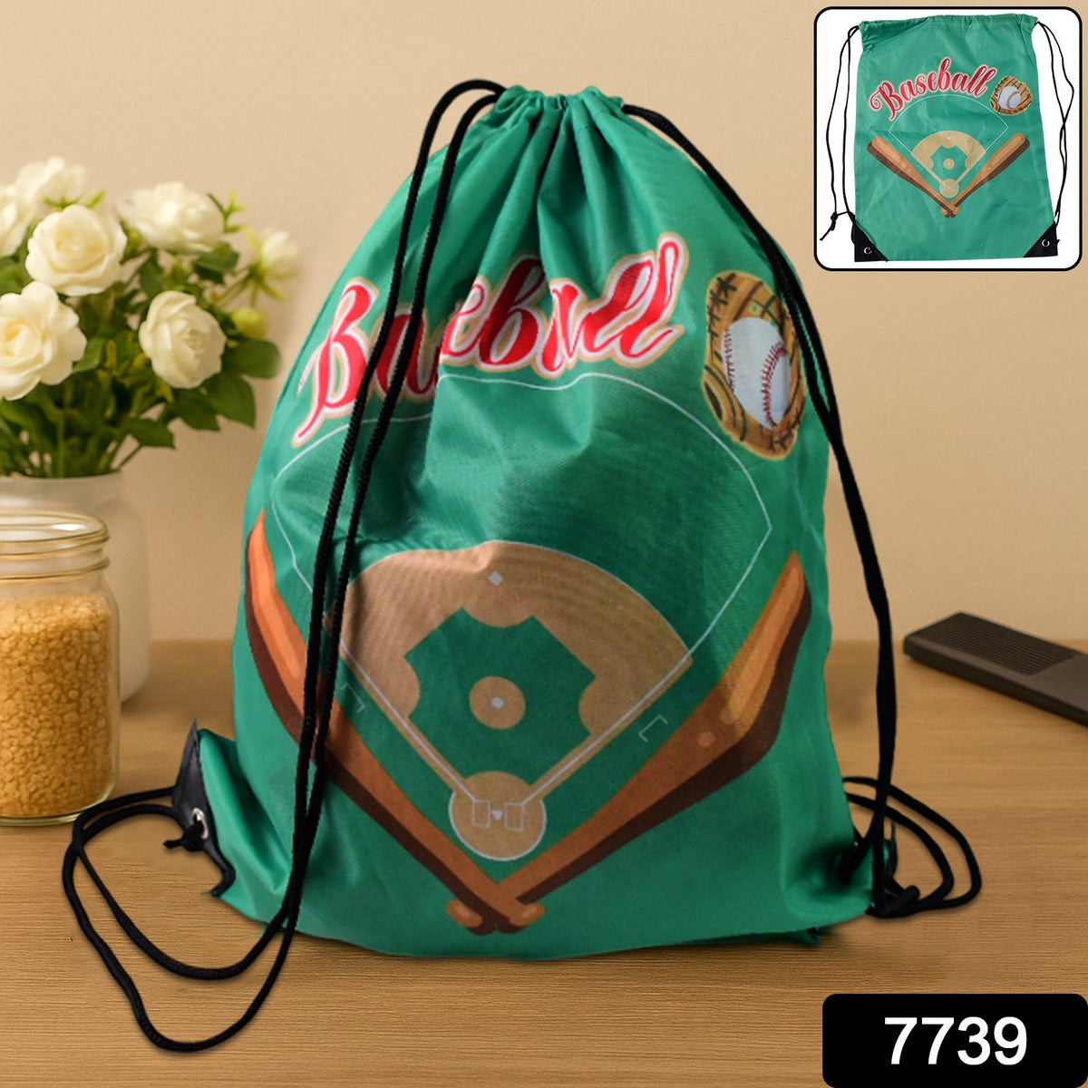 Water-Resistant Nylon Drawstring Backpack Bag (1 Pc / Mix Color & Design)